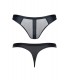 WETLOOK THONG WITH GRID BLACK M