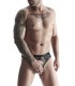 WETLOOK THONG WITH GRID BLACK XL