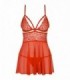 838-BAB-3 BABYDOLL & THONG RED L/XL