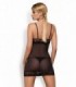 WONDERIA CHEMISE & THONG BLACK L/XL