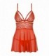 838-BAB-3 BABYDOLL E PERIZOMA ROSSO S/M