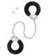 BLACK PLUSH HANDCUFFS WITH LONG CHAIN