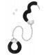 BLACK PLUSH HANDCUFFS WITH LONG CHAIN