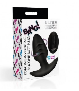 PLUG VIBRADOR Y ROTADOR C/ MANDO USB NEGRO