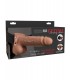 7" HOLLOW STRAP-ON WITH REMOTE TAN/ BLACK