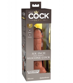 6" DUAL DENSITY VIBRATING SILICONE COCK TAN