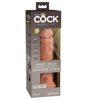 8" DUAL DENSITY VIBRATING SILICONE COCK TAN