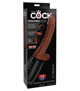 7.5" THRUSTING COCK WITH BALLS BROWN