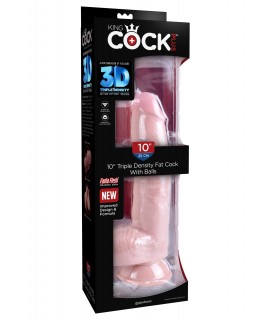 10" TRIPLE DENSITY FAT COCK WITH BALLS LIGHT