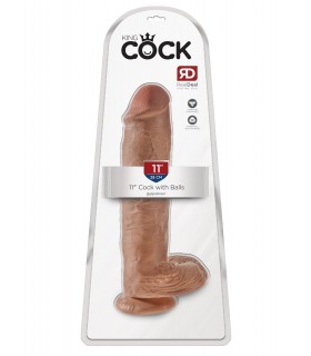 11" COCK WITH BALLS TAN