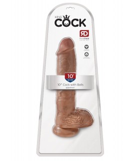 10" COCK WITH BALLS TAN