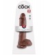 10" COCK WITH BALLS BROWN