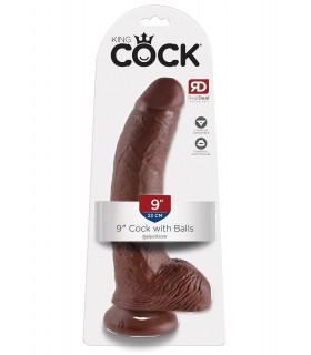 9" COCK WITH BALLS BROWN