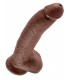 9" COCK WITH BALLS BROWN