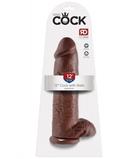 12" COCK WITH BALLS BROWN