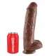 11" COCK WITH BALLS BROWN