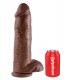 12" COCK WITH BALLS BROWN