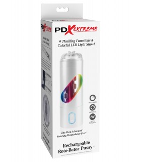 RECHARGEABLE ROTO-BATOR PUSSY WHITE/CLEAR/MULTI