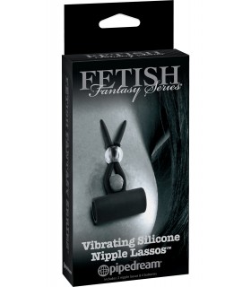 VIBRATING SILICONE NIPPLE LASSOS BLACK