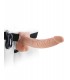 9" VIBRATING HOLLOW STRAP-ON WITH BALLS LIGHT/BLACK