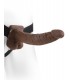 9" HOLLOW STRAP-ON WITH BALLS BROWN/BLACK