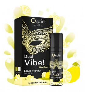 VIBRATEUR LIQUIDE KISSABLE DUAL VIBE ! GIN ET TONIC CITRON 15 ML