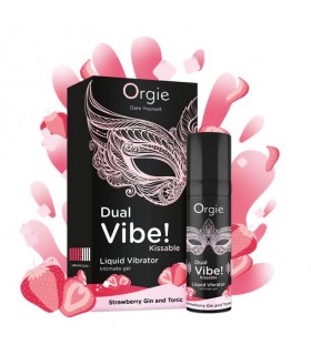 VIBRATEUR LIQUIDE KISSABLE DUAL VIBE ! GIN ET TONIC À LA FRAISE 15 ML