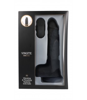 UP & DOWN REALISTIC VIBRATOR "R14" BLACK 23CM W/ REMOTE CONTROL