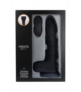 REALISTIC VIBRATOR & ROTATOR R10 BLACK 21CM W/ REMOTE CONTROL