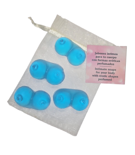 4 MINI JABONES TETAS AZULES PACK DE 12 UND