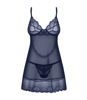 NIGHTLY BLUE CHEMISE & THONG   XS/S