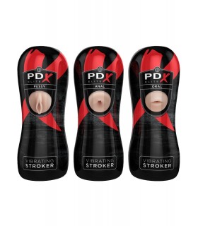 PIPEDREAM EXTREME ELITE VIBRATING STROKER DISPLAY - 12 PCS LIGHT/BLACK